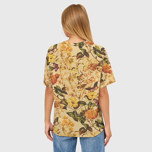 Женская футболка оверсайз Цветы Летний Закат / 3D-принт – фото 4