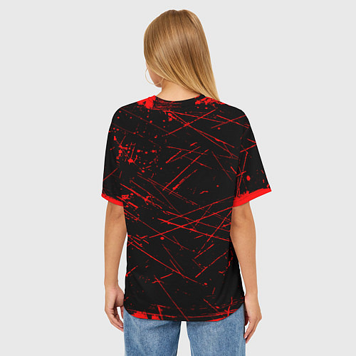 Женская футболка оверсайз ROBLOX красный логотип / 3D-принт – фото 4