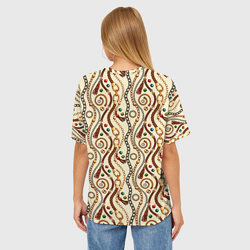 Женская футболка оверсайз Ремни и драгоценные камни / 3D-принт – фото 4