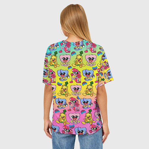 Женская футболка оверсайз POPPY PLAYTIME МИЛЫЕ ПЕРСОНАЖИ / 3D-принт – фото 4