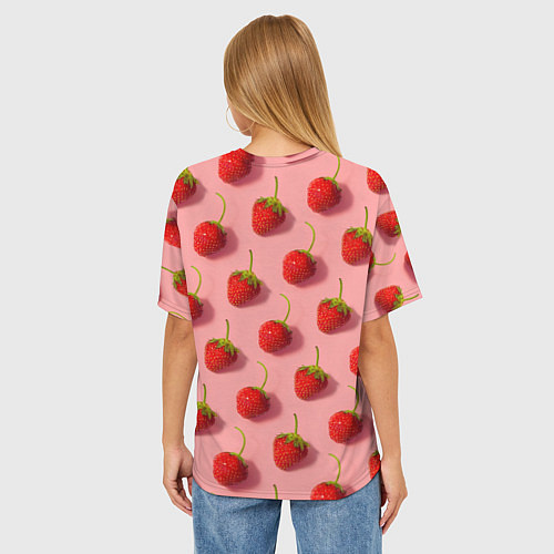 Женская футболка оверсайз Strawberry Pattern / 3D-принт – фото 4