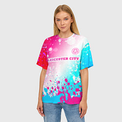 Футболка оверсайз женская Leicester City Neon Gradient, цвет: 3D-принт — фото 2