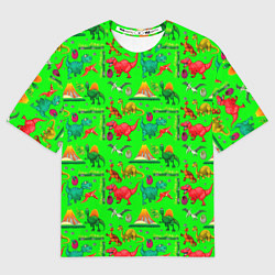 Женская футболка оверсайз TEXTURE WITH DINOSAURS