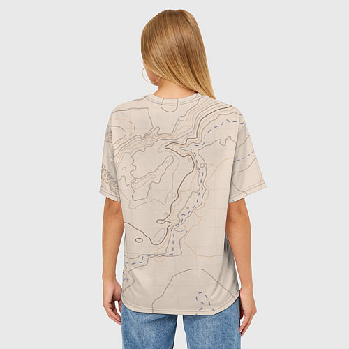 Женская футболка оверсайз Песчаная Топографическая Карта / 3D-принт – фото 4