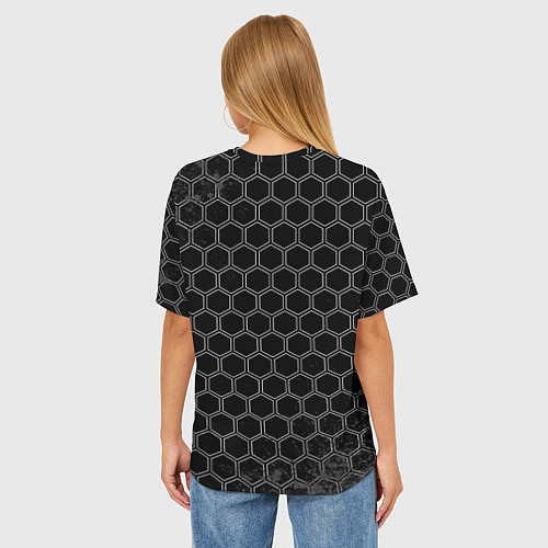 Женская футболка оверсайз Hitman Glitch на темном фоне / 3D-принт – фото 4