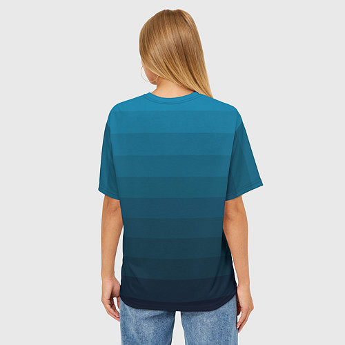 Женская футболка оверсайз Blue stripes gradient / 3D-принт – фото 4