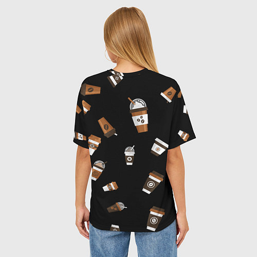 Женская футболка оверсайз Кофейные стаканы / 3D-принт – фото 4