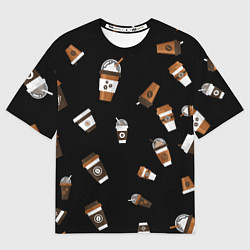 Женская футболка оверсайз Кофейные стаканы