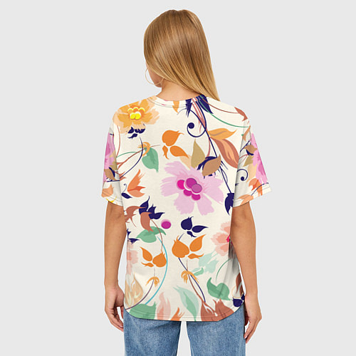 Женская футболка оверсайз Summer floral pattern / 3D-принт – фото 4