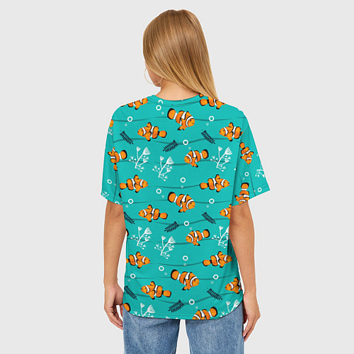 Женская футболка оверсайз TEXTURE OF SEA FISH / 3D-принт – фото 4