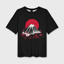 Футболка оверсайз женская Гора Фудзи Цветение сакуры, цвет: 3D-принт