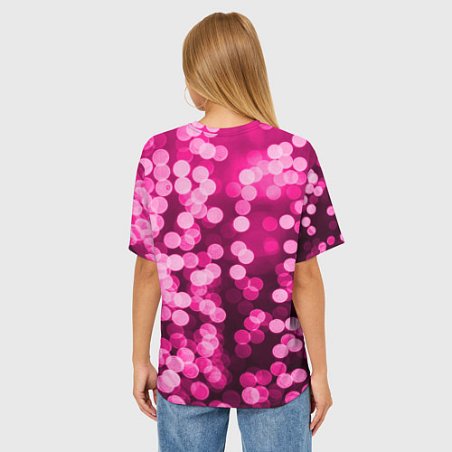 Женская футболка оверсайз Розовые блестки / 3D-принт – фото 4
