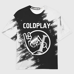 Футболка оверсайз женская Coldplay КОТ Краска, цвет: 3D-принт