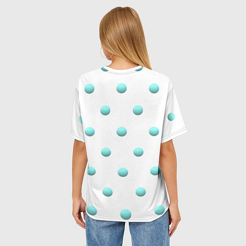 Женская футболка оверсайз Редкий бирюзовый горох 3д / 3D-принт – фото 4