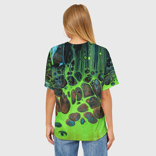 Женская футболка оверсайз Неоновый песок и камни - Зелёный / 3D-принт – фото 4