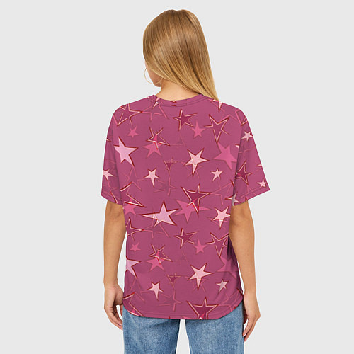 Женская футболка оверсайз Terracotta Star Pattern / 3D-принт – фото 4