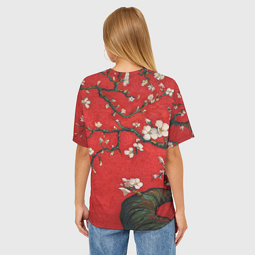 Женская футболка оверсайз Цветущий миндаль / 3D-принт – фото 4