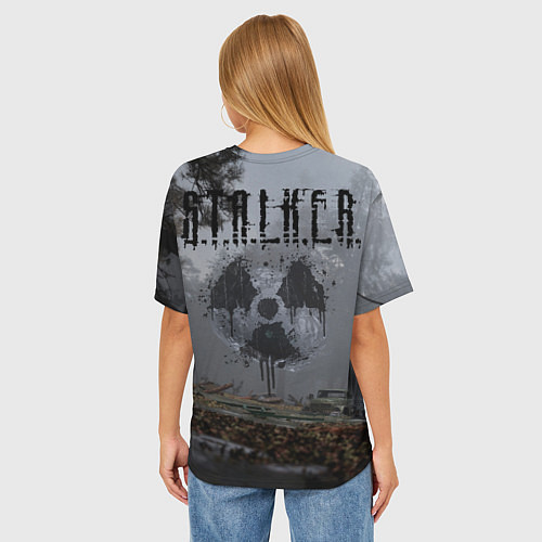 Женская футболка оверсайз Сталкер 2 - монолит / 3D-принт – фото 4