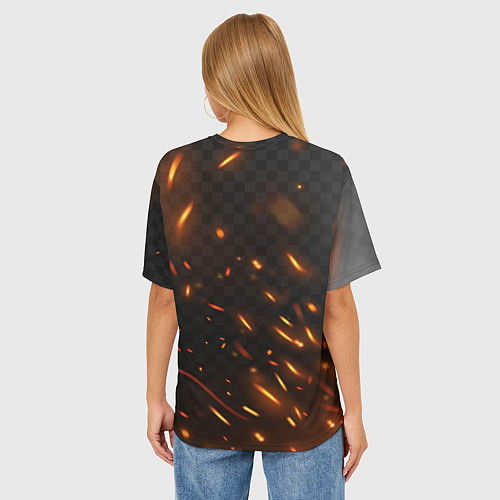Женская футболка оверсайз Череп, стволы и листья / 3D-принт – фото 4