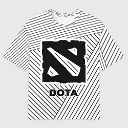 Футболка оверсайз женская Символ Dota на светлом фоне с полосами, цвет: 3D-принт