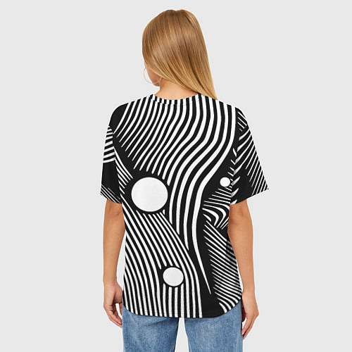 Женская футболка оверсайз Geometric vanguard composition Fashion trend / 3D-принт – фото 4