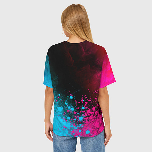 Женская футболка оверсайз Portal Neon Gradient / 3D-принт – фото 4