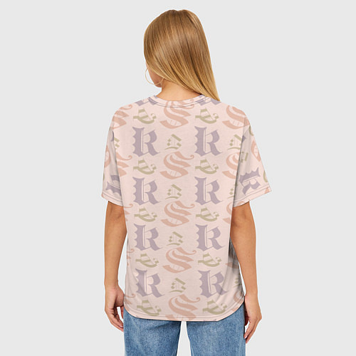Женская футболка оверсайз Геометрический абстрактный узор abstract geometric / 3D-принт – фото 4