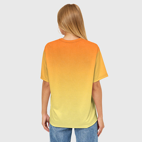 Женская футболка оверсайз Оранжевый, желтый градиент / 3D-принт – фото 4