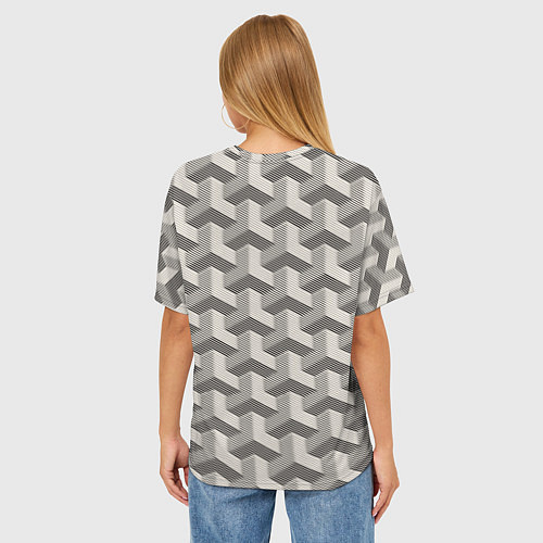 Женская футболка оверсайз Геометрические фигуры Оптическая иллюзия / 3D-принт – фото 4