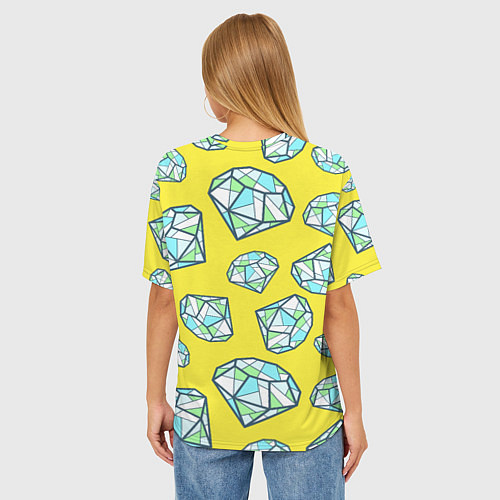 Женская футболка оверсайз Бриллианты На Жёлтом Фоне / 3D-принт – фото 4