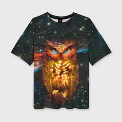 Женская футболка оверсайз Космический взгляд совы
