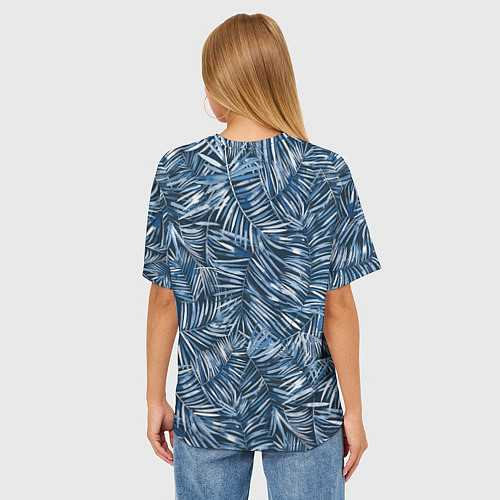 Женская футболка оверсайз Тропические листья пальмы / 3D-принт – фото 4