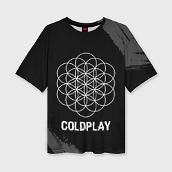 Футболка оверсайз женская Coldplay Glitch на темном фоне, цвет: 3D-принт