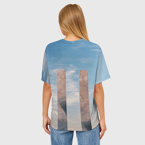 Женская футболка оверсайз Абстрактные блоки и небо - Голубой / 3D-принт – фото 4