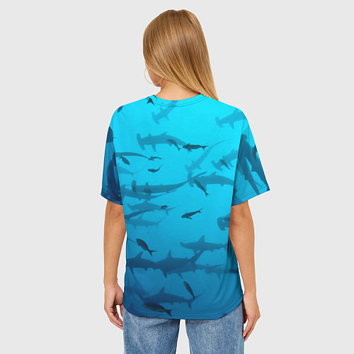 Женская футболка оверсайз Акулы - океан / 3D-принт – фото 4