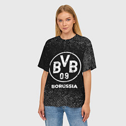 Футболка оверсайз женская Borussia с потертостями на темном фоне, цвет: 3D-принт — фото 2