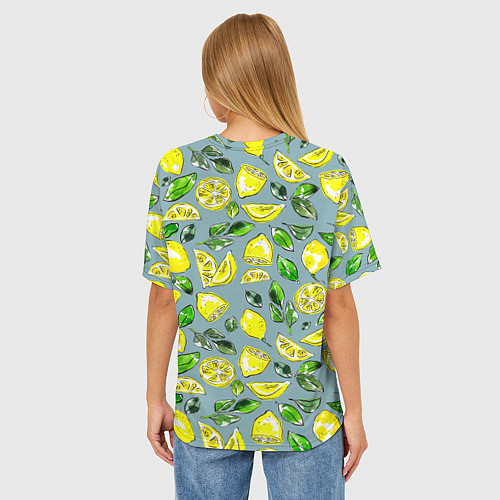 Женская футболка оверсайз Порезанные лимоны - паттерн / 3D-принт – фото 4