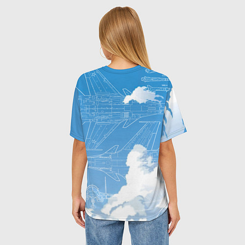 Женская футболка оверсайз Истребитель-бомбардировщик Су-34 в облаках / 3D-принт – фото 4