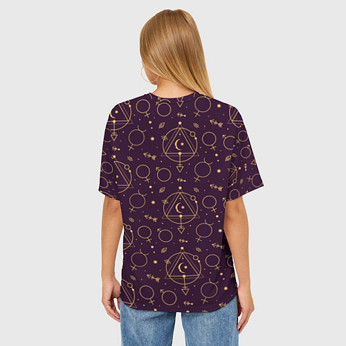 Женская футболка оверсайз Эзотерическая символика - знаки алхимии / 3D-принт – фото 4