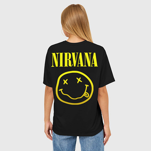 Женская футболка оверсайз Nirvana - Kurt Donald Cobain / 3D-принт – фото 4