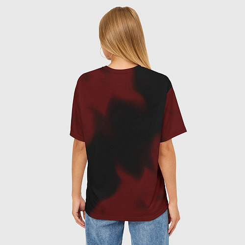 Женская футболка оверсайз Символ Dead Space и краска вокруг на темном фоне / 3D-принт – фото 4