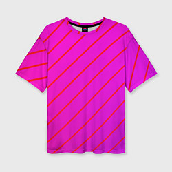 Футболка оверсайз женская Розовый и фиолетовые линии, цвет: 3D-принт
