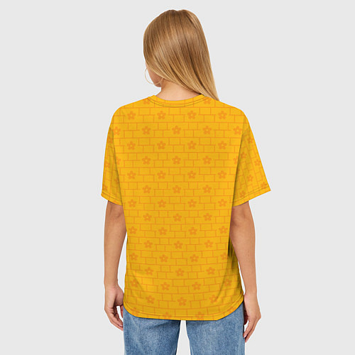 Женская футболка оверсайз Желтые кирпичики и цветы / 3D-принт – фото 4