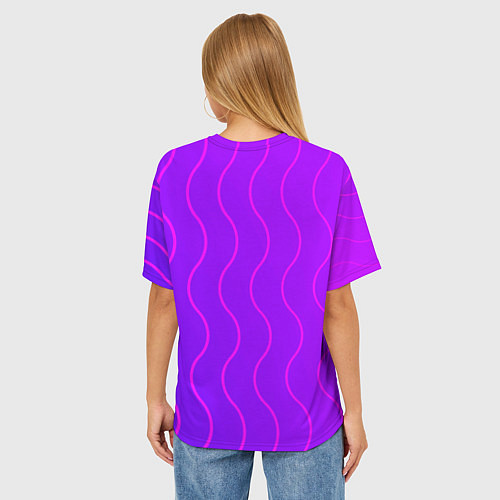 Женская футболка оверсайз Фиолетовые линии / 3D-принт – фото 4