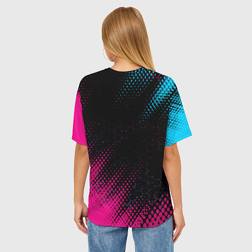 Женская футболка оверсайз Citroen - Neon Gradient / 3D-принт – фото 4
