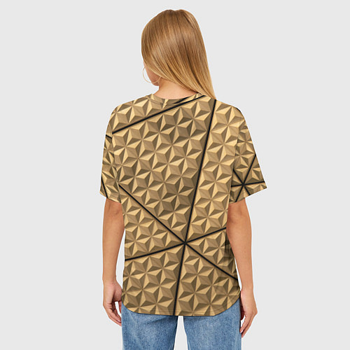 Женская футболка оверсайз Абстрактное металлическое покрытие - Золотой / 3D-принт – фото 4