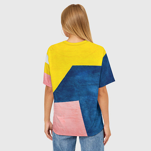 Женская футболка оверсайз Абстрактный набор геометрических фигур - Жёлтый / 3D-принт – фото 4