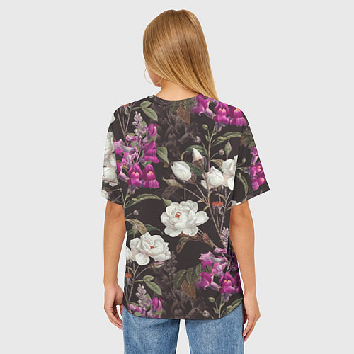 Женская футболка оверсайз Цветы Ночные Розы / 3D-принт – фото 4