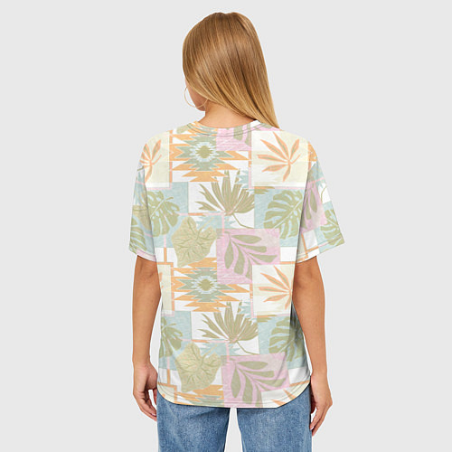 Женская футболка оверсайз Этнический, тропический лоскутный / 3D-принт – фото 4