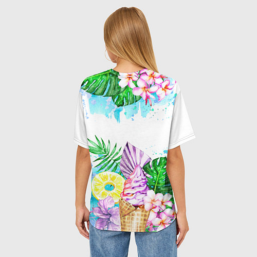 Женская футболка оверсайз Тропический рай и мороженое / 3D-принт – фото 4